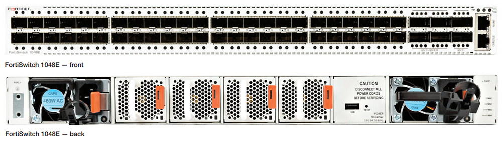 FortiSwitch 1048E Front and Rear